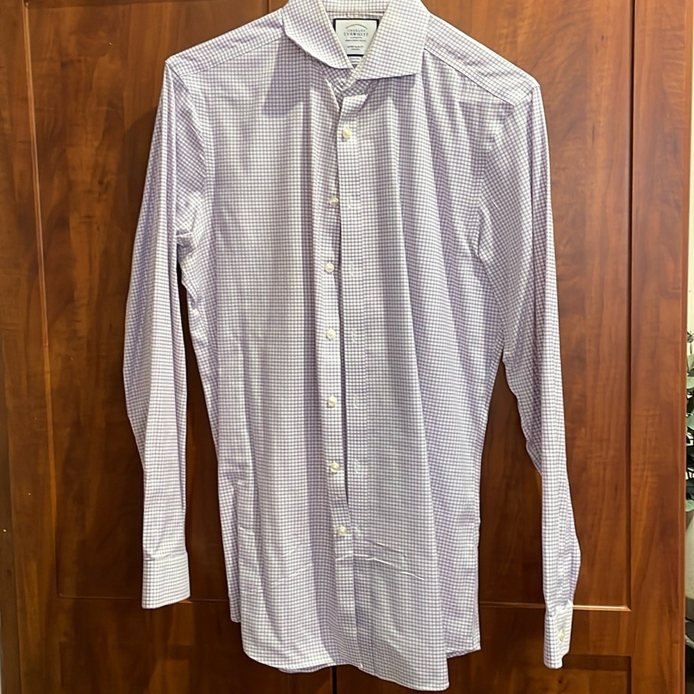 Purple check dress shirt